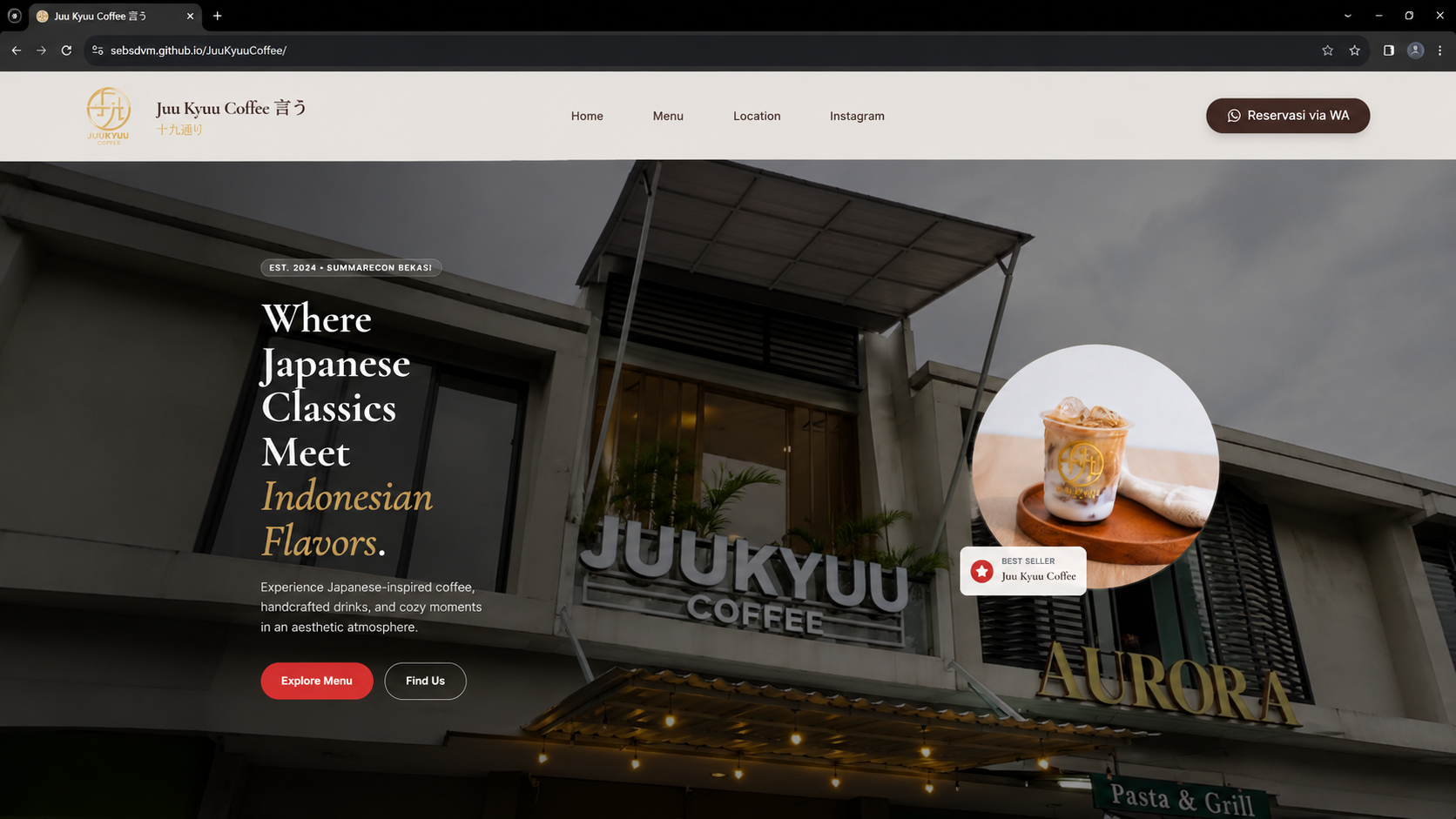 Juu Kyuu Coffee Website